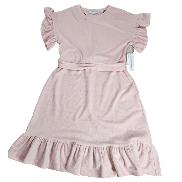 Emma & Michele Dresses & Skirts - Emma & Michele Women's Pink Ruffled Mini Dress with Belt, Small, Soft Texture